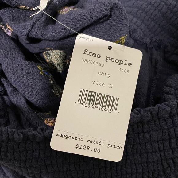 Free People Saachi Smocked Embroidered Off-the-Shoulder Top - Picture 4 of 4